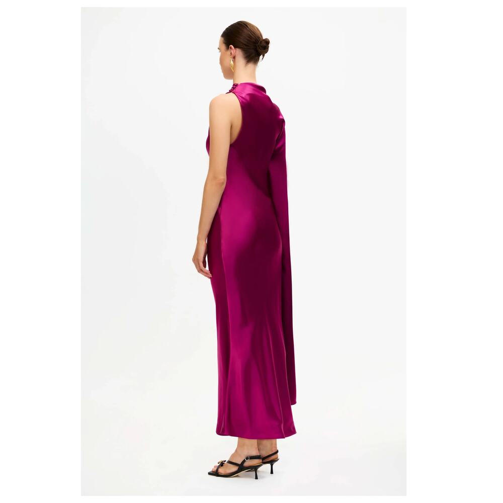 NEW Acler Ropley Drape Bias Cut Satin Maxi Cocktail Dress Size (AU/10, US/6) - Picture 3 of 13